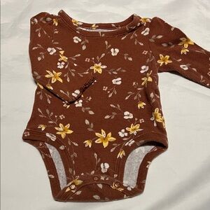 “Bundle 10/$13” Carter's 3M Brown Floral Bodysuit girl outfit long sleeve